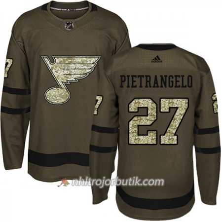Män Ishockey St. Louis Blues Tröja Alex Pietrangelo 27 Adidas 2017-2018 Camo Grön Authentic